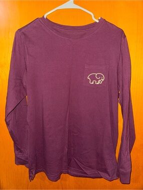 ivory ella Long-Sleeve Pocket Tee in Plum